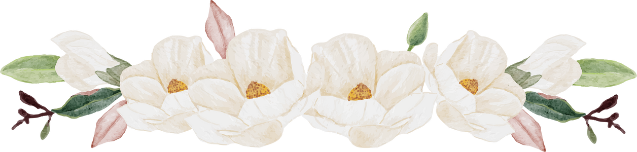 watercolor white magnolia flower and leaf bouquet clipart